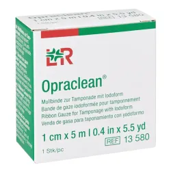 Opraclean Lohmann & Rauscher Gaasverband voor tamponade met iodoform, gerold in een doorzichtige dispenser, in een speciale zak | 1 cm x 5 m | 216 Stück